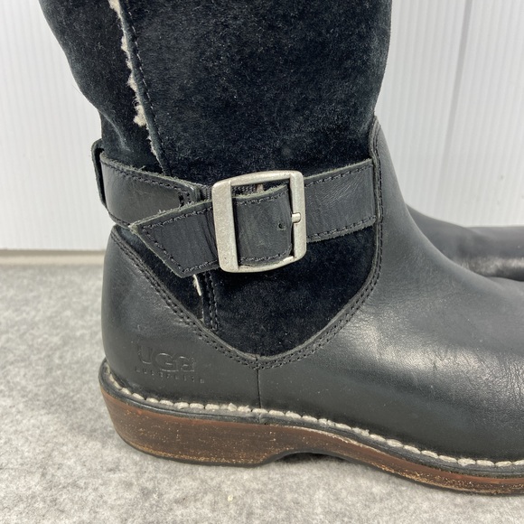 UGG Dunwich Knee High Tall Black Suede Leather Winter Riding Boot Womens Size 7 - Picture 2 of 16